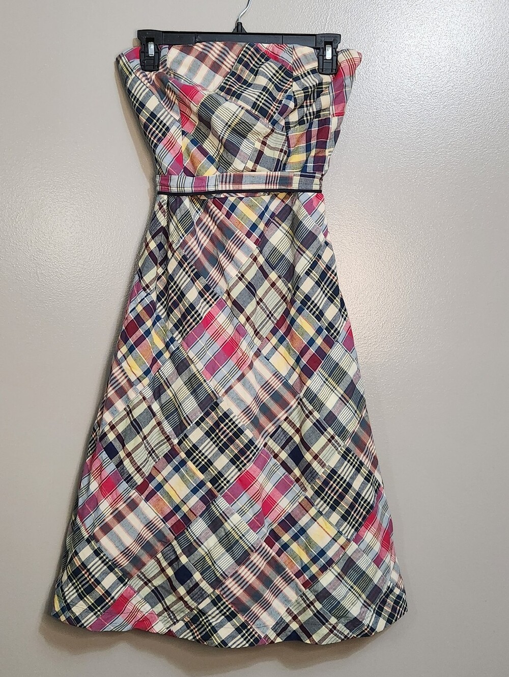 American Eagle Strapless Plaid Patchwork A-Line Dress Size 6 NWT
